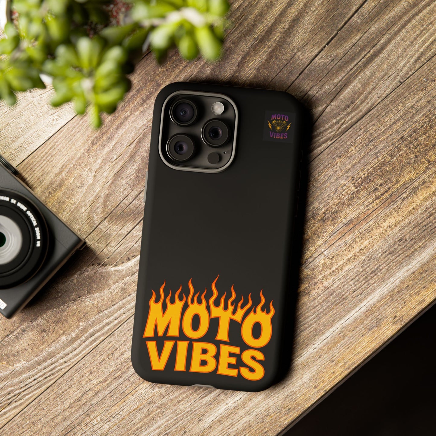 Moto Vibes Phone Case, Tough Phone Cover, Motorcycle Lover Gift, Biker Accessories, Flames Design, Cool Phone Protector