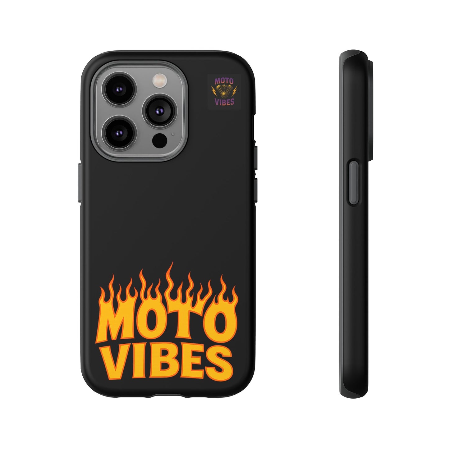 Moto Vibes Phone Case, Tough Phone Cover, Motorcycle Lover Gift, Biker Accessories, Flames Design, Cool Phone Protector