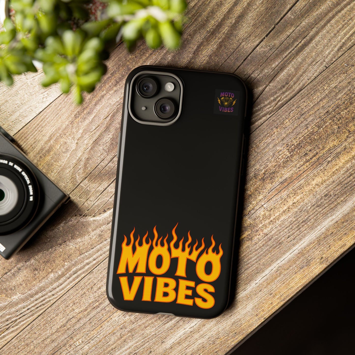 Moto Vibes Phone Case, Tough Phone Cover, Motorcycle Lover Gift, Biker Accessories, Flames Design, Cool Phone Protector