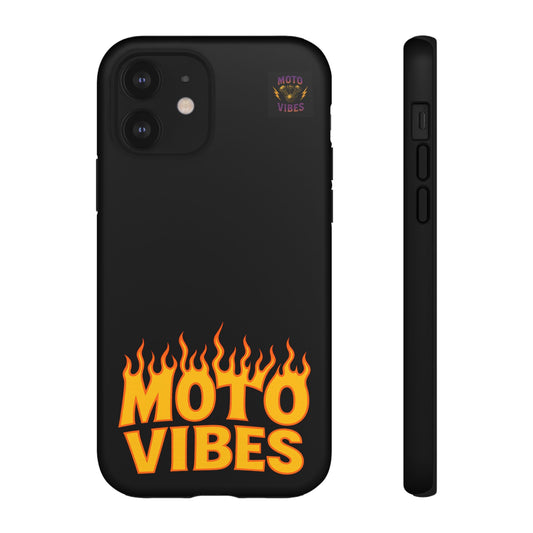 Moto Vibes Phone Case, Tough Phone Cover, Motorcycle Lover Gift, Biker Accessories, Flames Design, Cool Phone Protector