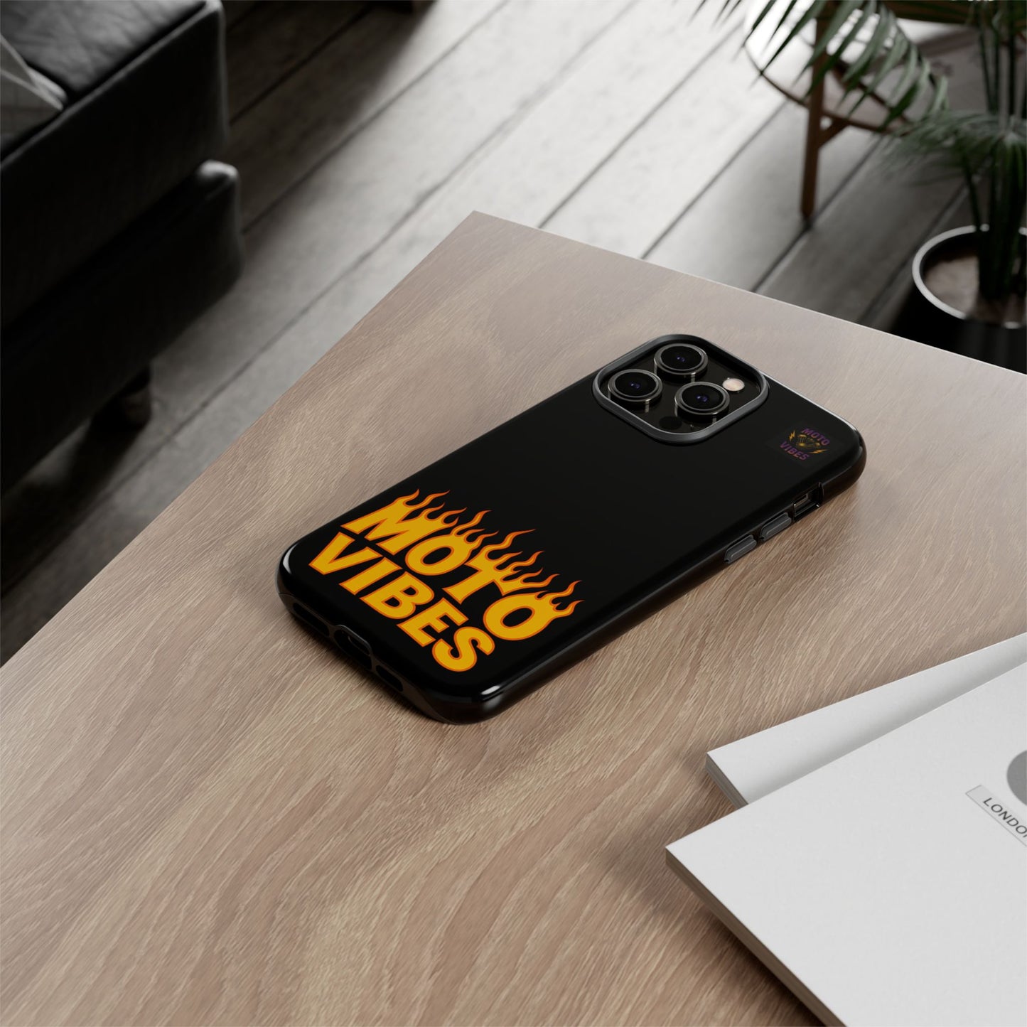 Moto Vibes Phone Case, Tough Phone Cover, Motorcycle Lover Gift, Biker Accessories, Flames Design, Cool Phone Protector