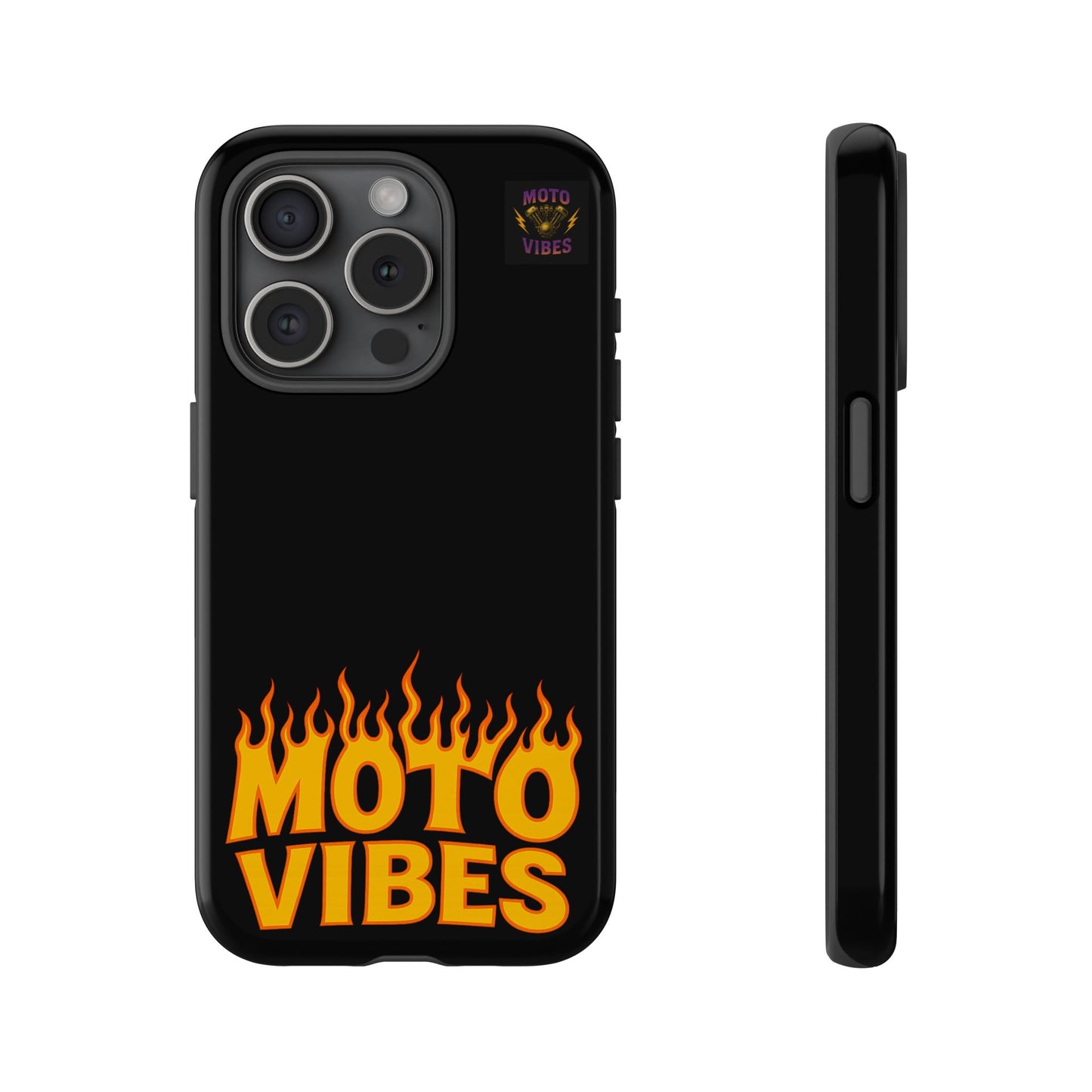 Moto Vibes Phone Case, Tough Phone Cover, Motorcycle Lover Gift, Biker Accessories, Flames Design, Cool Phone Protector