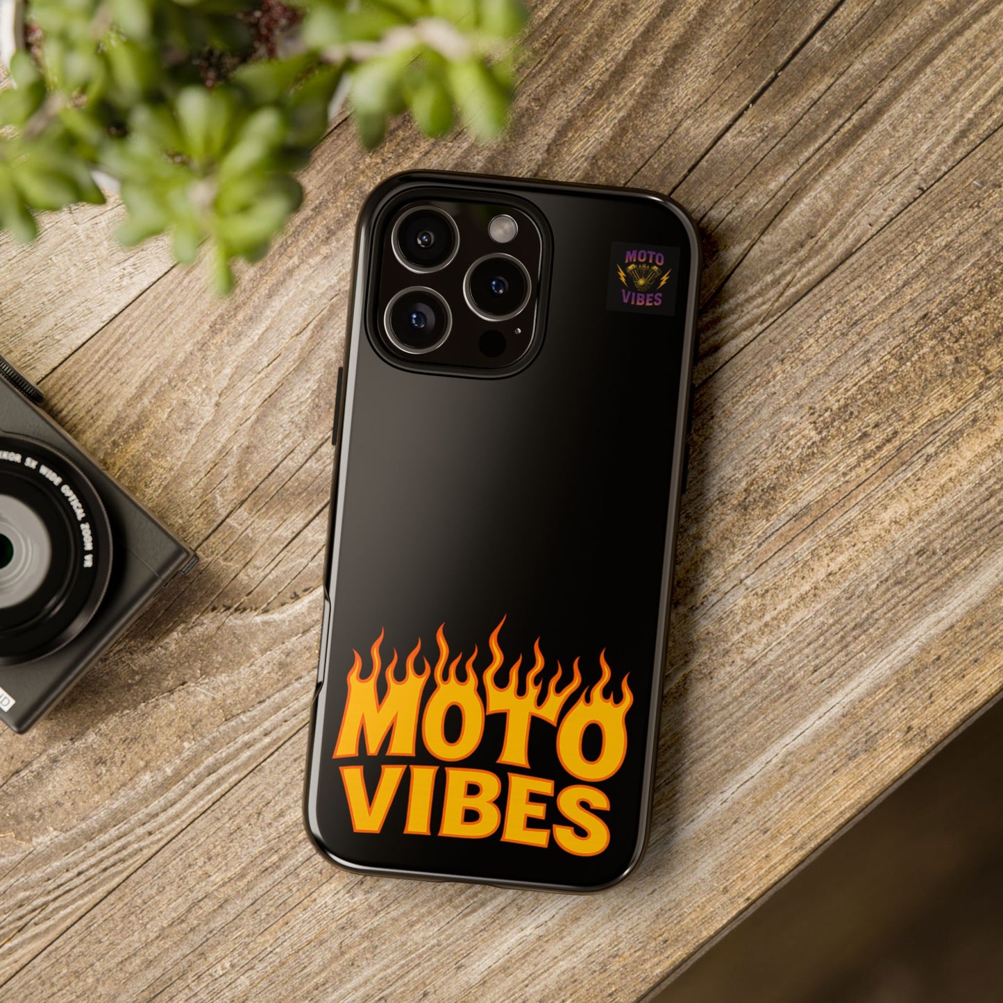 Moto Vibes Phone Case, Tough Phone Cover, Motorcycle Lover Gift, Biker Accessories, Flames Design, Cool Phone Protector