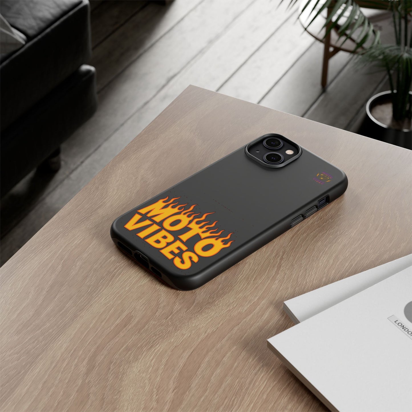 Moto Vibes Phone Case, Tough Phone Cover, Motorcycle Lover Gift, Biker Accessories, Flames Design, Cool Phone Protector