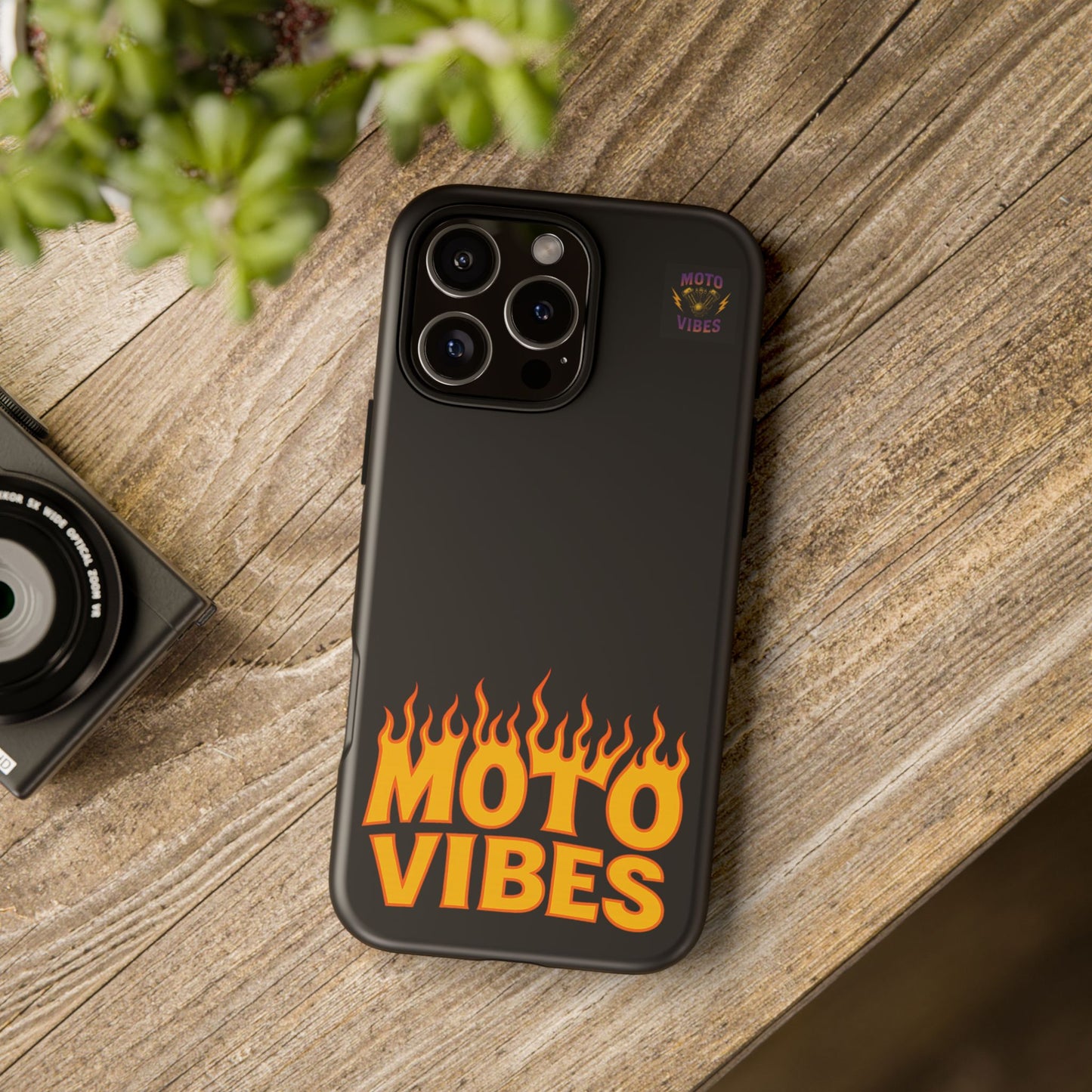 Moto Vibes Phone Case, Tough Phone Cover, Motorcycle Lover Gift, Biker Accessories, Flames Design, Cool Phone Protector