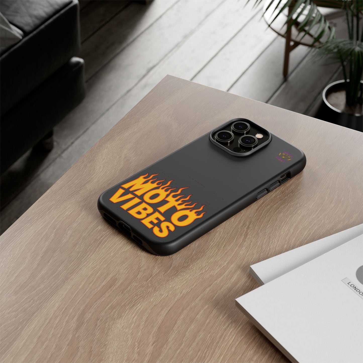 Moto Vibes Phone Case, Tough Phone Cover, Motorcycle Lover Gift, Biker Accessories, Flames Design, Cool Phone Protector