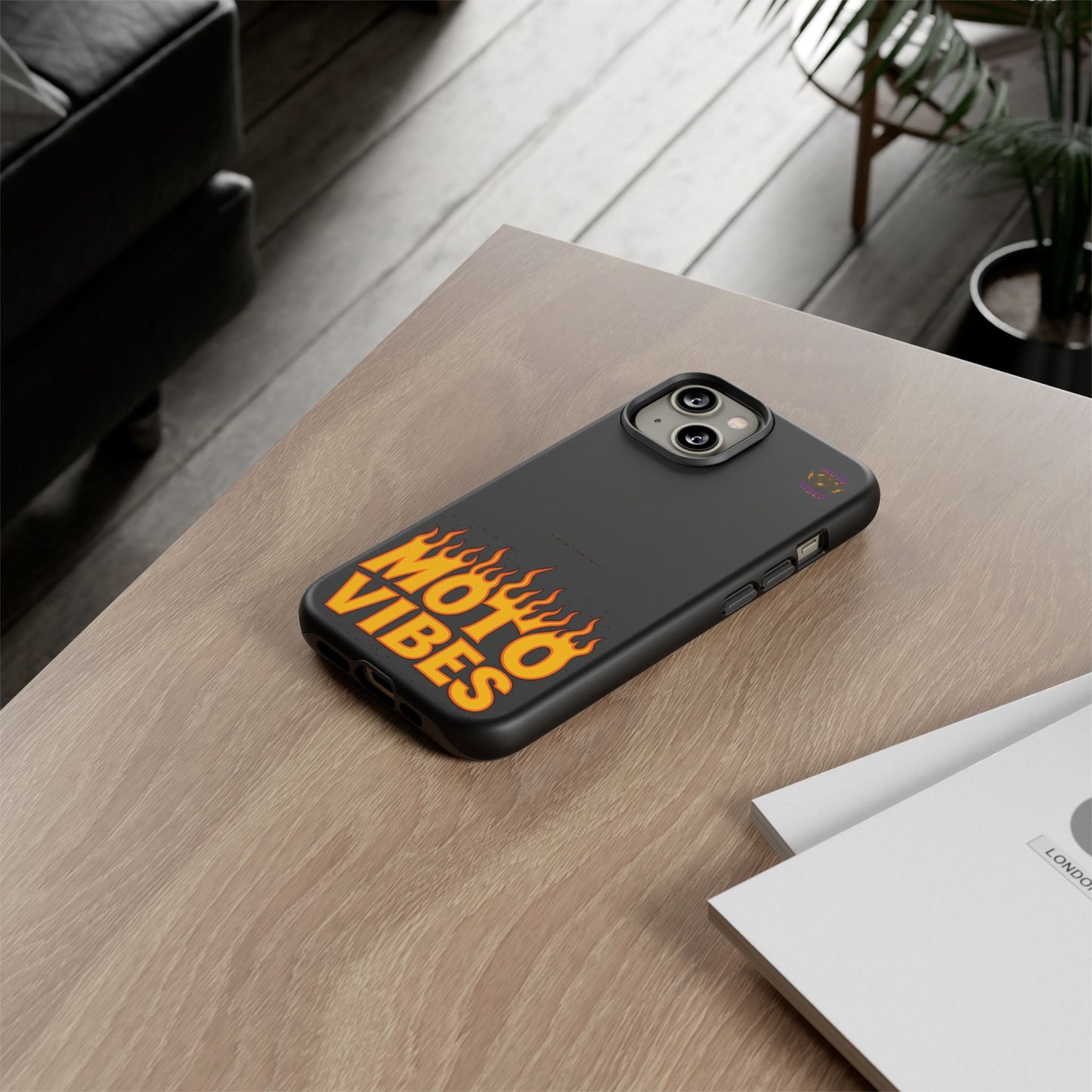 Moto Vibes Phone Case, Tough Phone Cover, Motorcycle Lover Gift, Biker Accessories, Flames Design, Cool Phone Protector