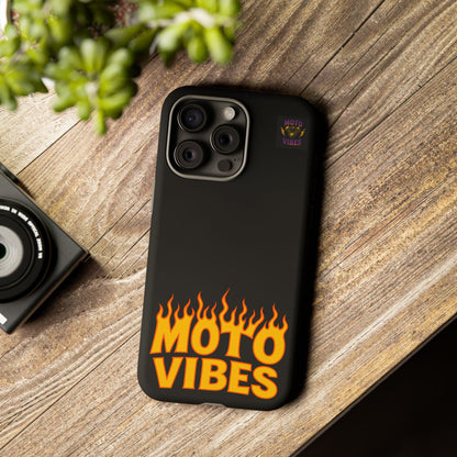 Moto Vibes Phone Case, Tough Phone Cover, Motorcycle Lover Gift, Biker Accessories, Flames Design, Cool Phone Protector