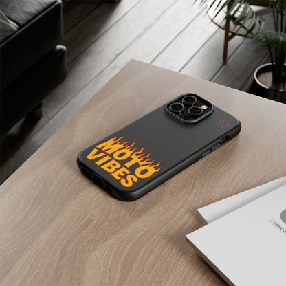 Moto Vibes Phone Case, Tough Phone Cover, Motorcycle Lover Gift, Biker Accessories, Flames Design, Cool Phone Protector